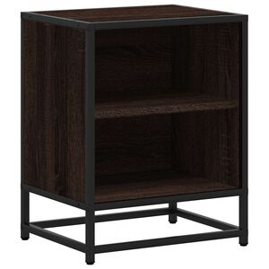 vidaXL Table de chevet ch&ecirc;ne marron 40x31x50cm bois d'ing&eacute;nierie m&eacute;tal