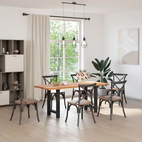 vidaXL Pieds de table &agrave; manger Noir 2 pi&egrave;ces 50 x (72-73) cm Acier