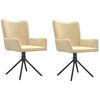 vidaXL Chaises pivotantes &agrave; manger lot de 2 Cr&egrave;me Velours