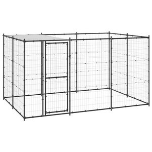 vidaXL Chenil ext&eacute;rieur Acier avec toit 7,26 m&sup2;