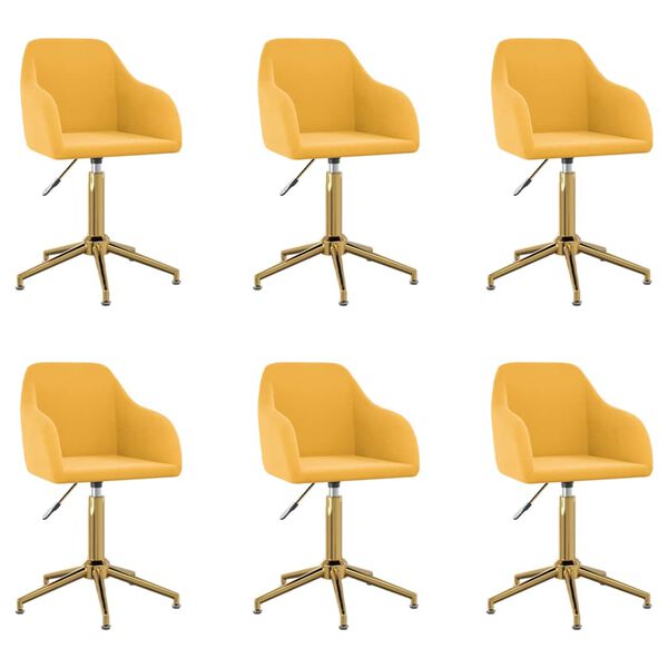 vidaXL Chaises pivotantes à manger lot de 6 jaune velours