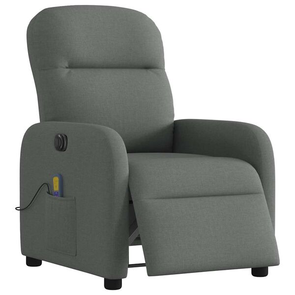 vidaXL Fauteuil inclinable de massage &eacute;lectrique gris fonc&eacute; tissu