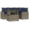 vidaXL Ensemble de canap&eacute; de jardin 5 pcs avec coussins gris r&eacute;sine tress&eacute;e