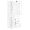 vidaXL Buffet haut Blanc 69,5x34x180 cm Bois d'ing&eacute;nierie