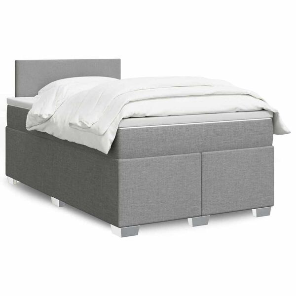 vidaXL Sommier &agrave; lattes de lit et matelas gris clair 120x190 cm tissu