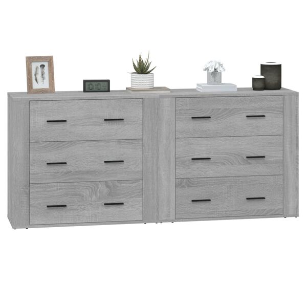 vidaXL Buffets 2 pcs sonoma gris bois d'ingénierie