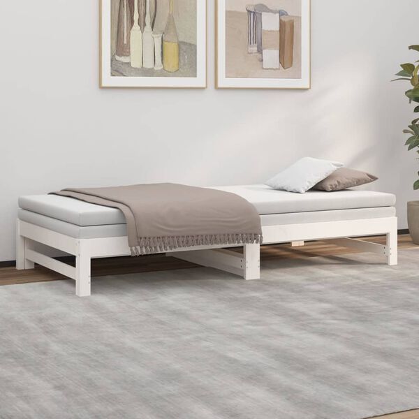 vidaXL Lit coulissant sans matelas blanc 2x(100x200) cm