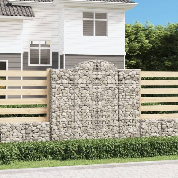 vidaXL Paniers &agrave; gabions arqu&eacute;s 2 pcs 200x50x180/200 cm Fer galvanis&eacute;