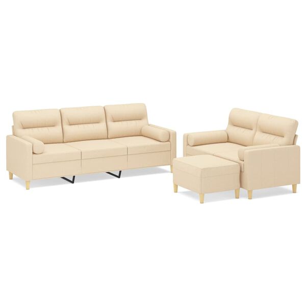 vidaXL Ensemble de canap&eacute;s 3 pcs coussins d&eacute;coratifs et coussins Cr&egrave;me