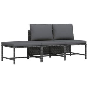 vidaXL Salon de jardin 3 pcs avec coussins Gris R&eacute;sine tress&eacute;e