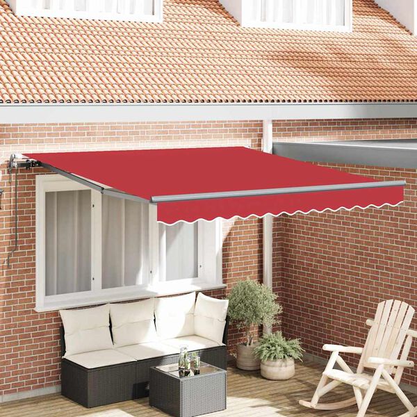 vidaXL Auvent R&eacute;tractable Rouge 350 x 250 cm Tissu et Aluminium