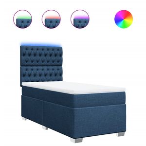vidaXL Sommier &agrave; lattes de lit avec matelas Bleu 90x200 cm Tissu