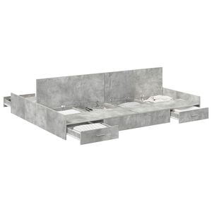 vidaXL Cadre de lit avec rangement avec tiroir Gris b&eacute;ton 140 x 190 cm