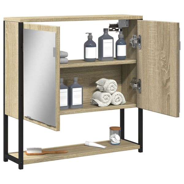 vidaXL Armoire de salle de bain &agrave; miroir ch&ecirc;ne sonoma bois ing&eacute;nierie