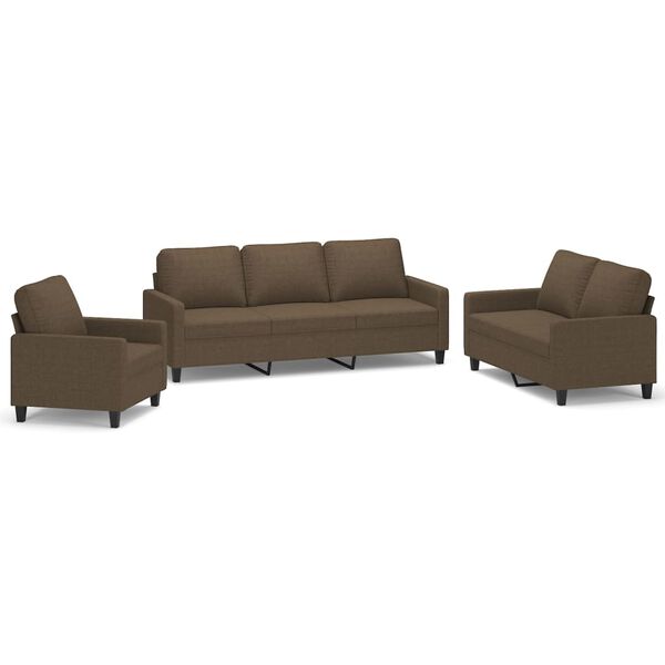 vidaXL Ensemble de canapés 3 pcs avec coussins Marron Tissu