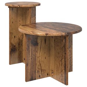 vidaXL Ensemble de tables d'appoint 2 pi&egrave;ces Bois ancien &Oslash; 45 x 35 cm