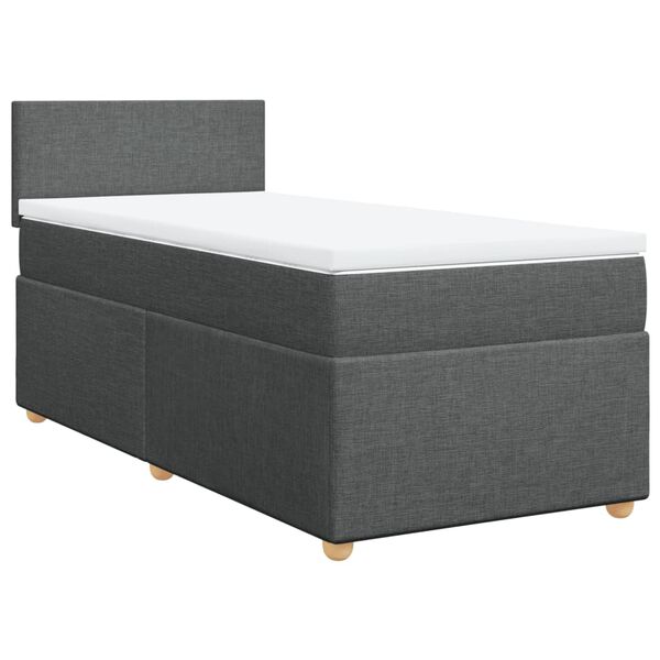 vidaXL Sommier &agrave; lattes de lit avec matelas Gris fonc&eacute; 100x200cm Tissu