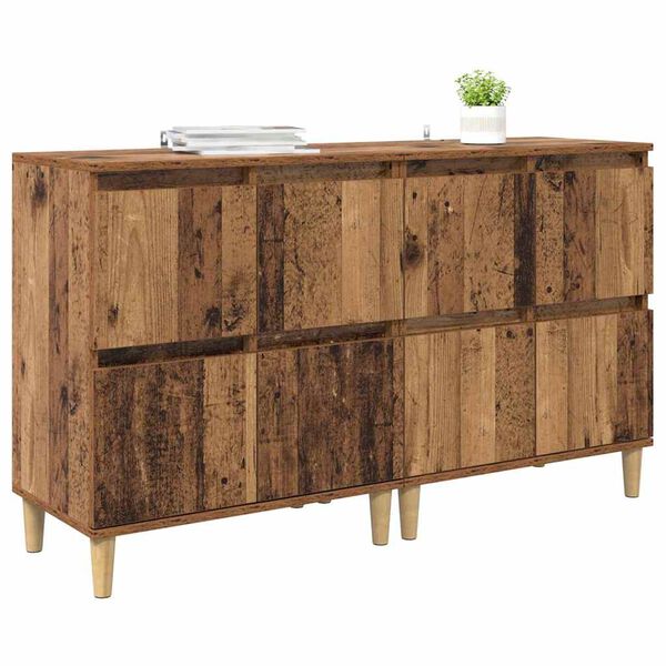 vidaXL Buffets 2 pcs Bois Ancien 60 x 35 x 70 cm Bois d'ing&eacute;nierie