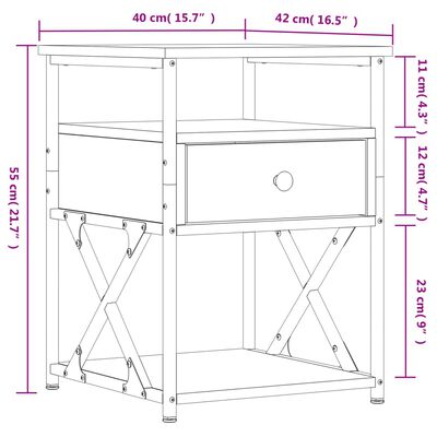 vidaXL Tables de chevet 2 pcs chêne sonoma 40x42x55 cm bois ingénierie