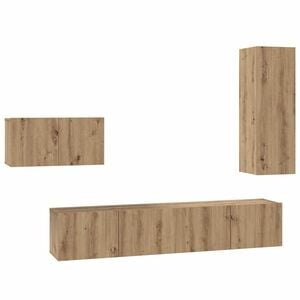 vidaXL Ensemble meuble TV 4 pc Ch&ecirc;ne artisanal Bois d'ing&eacute;nierie