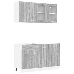 vidaXL unit&eacute; de cuisine Lyon 4 pcs Sonoma gris 80 x 46 x 81,5 cm