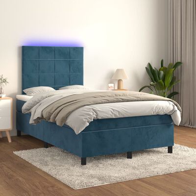 vidaXL Sommier à lattes de lit matelas et LED Bleu foncé 120x200 cm