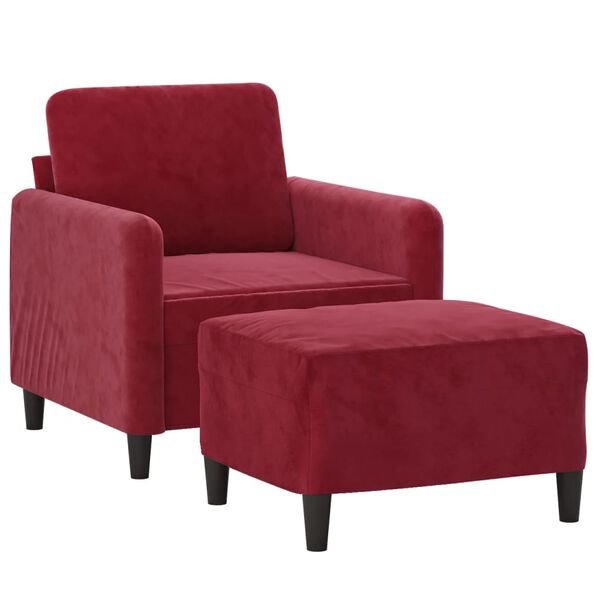 vidaXL Fauteuil avec repose-pied Rouge bordeaux 60 cm Velours