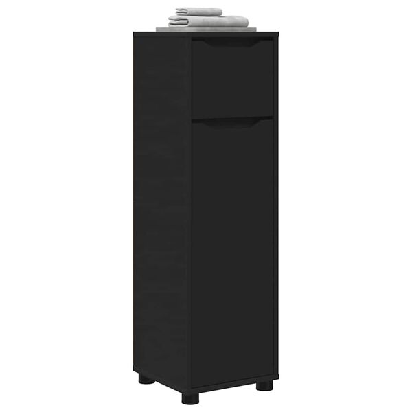 vidaXL Cabinet de salle de bain avec tiroir Noir 30,5 x 30 x 101 cm
