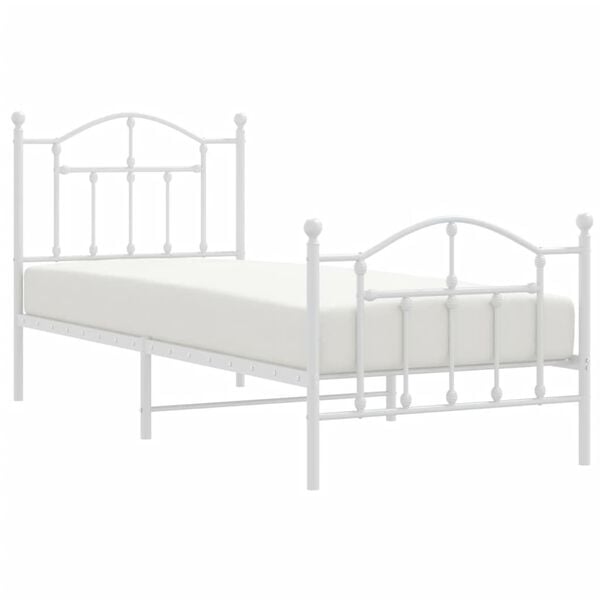 vidaXL Cadre de lit métal sans matelas avec pied de lit blanc 90x200cm