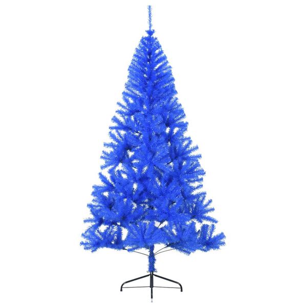 vidaXL Demi sapin de Noël artificiel avec support Bleu 210 cm PVC