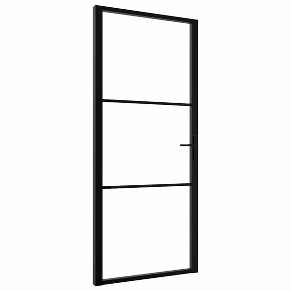 vidaXL Porte int&eacute;rieure Verre ESG et aluminium 102,5x201,5 cm Noir