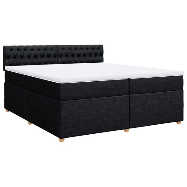 vidaXL Sommier &agrave; lattes de lit avec matelas Noir 200x200 cm Tissu