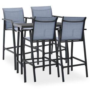 vidaXL Ensemble de bar de jardin 5 pcs Noir et gris