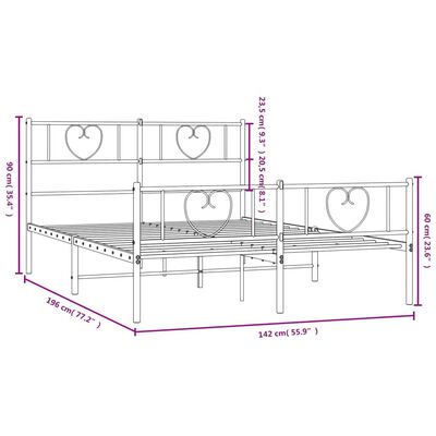 vidaXL Cadre de lit métal sans matelas avec pied de lit noir 135x190cm