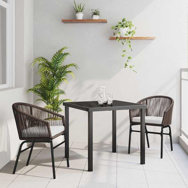 vidaXL Ensemble de salle &agrave; manger pour jardin 3 pcs Marron