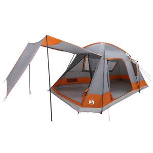 vidaXL Tente Cabane Gris et orange 8 personnes Polyester et Acier