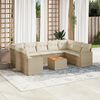 vidaXL Salon de jardin avec coussins 10 pcs beige r&eacute;sine tress&eacute;e