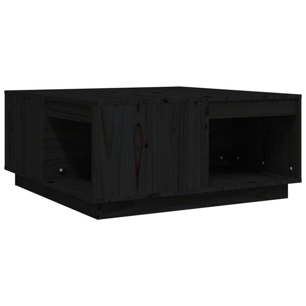 vidaXL Table basse Noir 80x81x36,5 cm Bois massif de pin