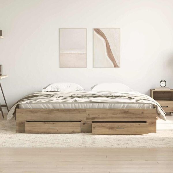 vidaXL Cadre de lit Chêne artisanal 180 x 200 cm Bois d'ingénierie