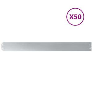 vidaXL Bordure de Pelouse 50 pc 10 x 103 cm Acier galvanis&eacute; Argent&eacute;