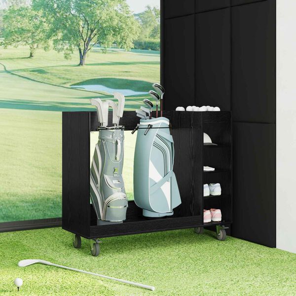 vidaXL Armoire de Golf avec roue Uni Ch&ecirc;ne noir 120 x 45 x 98 cm