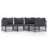 vidaXL Salon de jardin avec coussins 4 pcs anthracite acier