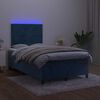 vidaXL Sommier &agrave; lattes de lit avec matelas LED bleu fonc&eacute; 120x190 cm