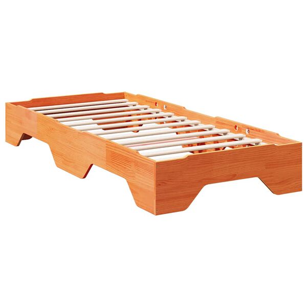 vidaXL Cadre de lit sans matelas empilable cire marron 75x190 cm
