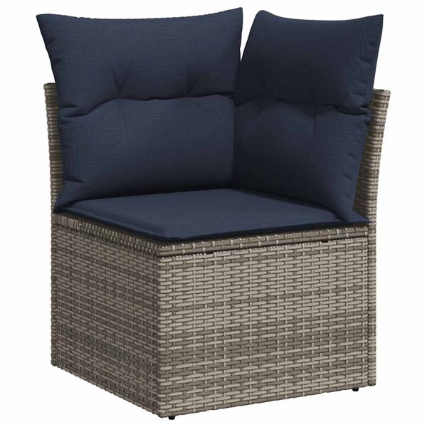 vidaXL Salon de jardin 9 pcs avec coussins gris résine tressée