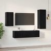 vidaXL Ensemble meuble TV 4 pcs Ch&ecirc;ne noir Bois d'ing&eacute;nierie
