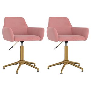 vidaXL Chaises pivotantes &agrave; manger lot de 2 Rose Velours