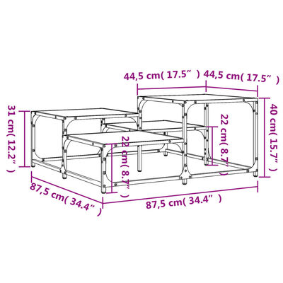 vidaXL Table basse noir 87,5x87,5x40 cm bois d'ingénierie