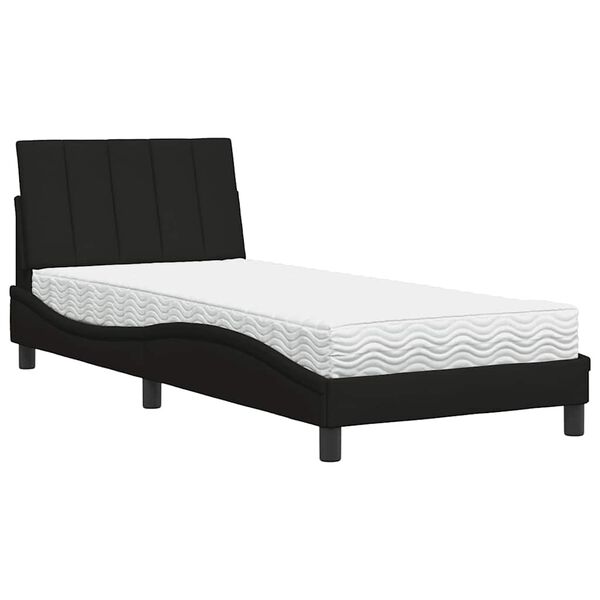 vidaXL Lit avec matelas Hanko noir 90x200 cm tissu