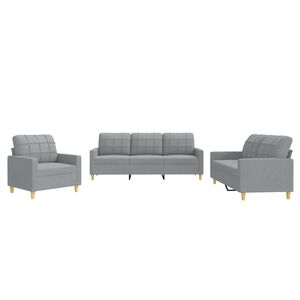 vidaXL Ensemble de canap&eacute;s 3 pcs avec coussins Gris clair Tissu